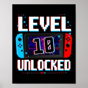 Affiche Niveau 10 Gamer Boys 10e Anniversaire Cadeaux V