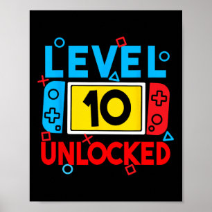 Affiche Niveau 10 Joueur déverrouillé 10e Anniversaire Jeu