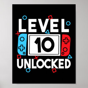 Affiche Niveau 10 Joueur déverrouillé 10e Anniversaire Jeu