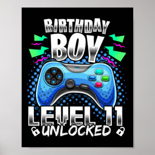 Affiche Niveau 11 Déverrouillé Jeu vidéo 11e Anniversaire