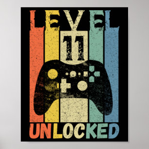 Affiche Niveau 11 Unlock Birthday Shirt Gamer Shirt Boys