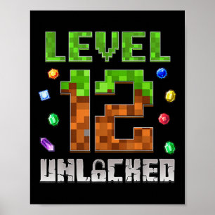 Affiche Niveau 12 de garçon d'anniversaire débloqué Jeu de