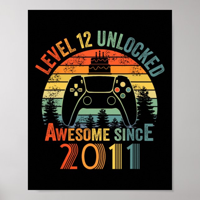Affiche Niveau 12 Jeu vidéo déverrouillé 12 ans 12ème Bir (Devant)