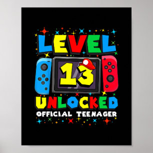 Affiche Niveau 13 Débloqué Joueur Cadeau d'anniversaire 13