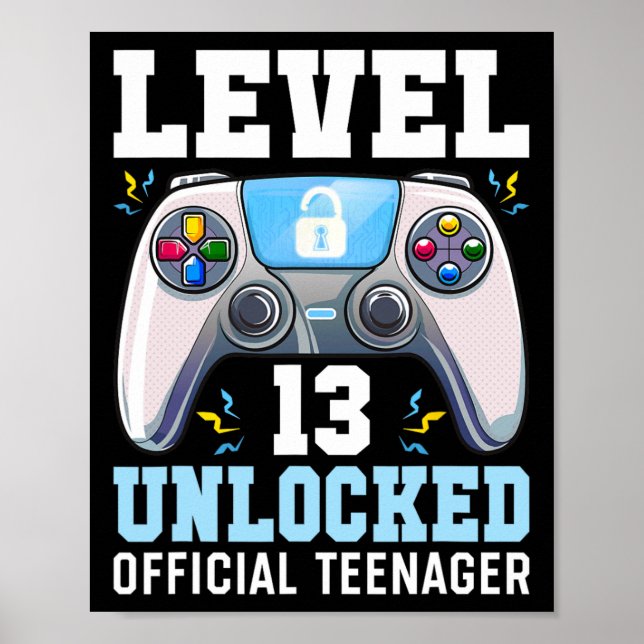 Affiche Niveau 13 Jeu vidéo déverrouillé 13e Jeu d'anniver (Devant)