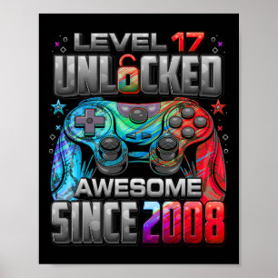 Affiche Niveau 17 Débloqué Incroyable Depuis Anniversaire 