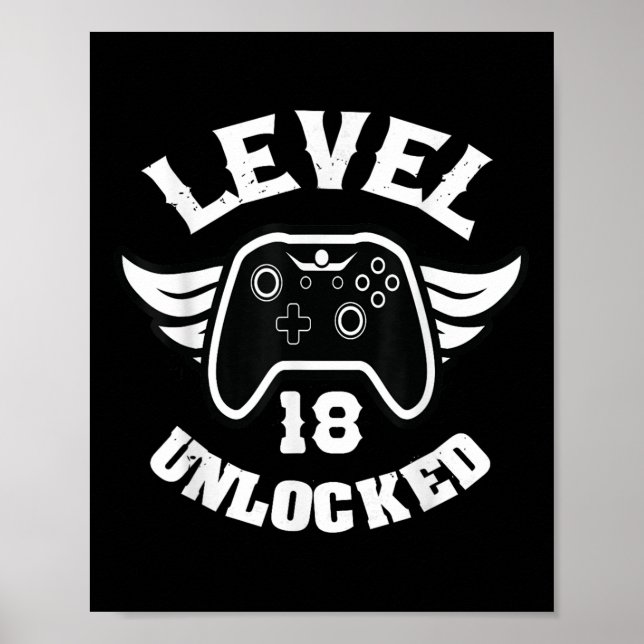 Affiche Niveau 18 Déverrouillé 18 Anniversaire Jeu 18 Anni (Devant)