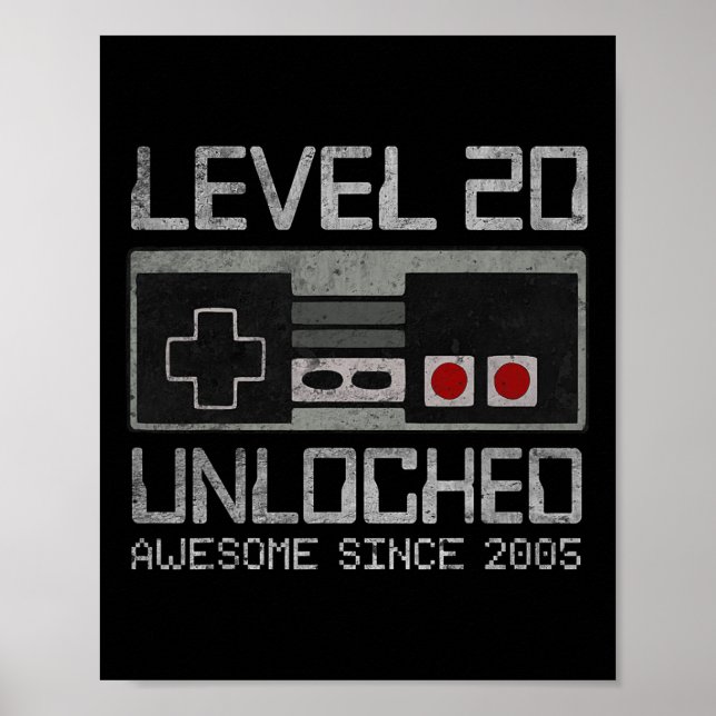 Affiche Niveau 20 Débloqué Vidéo d'anniversaire 20 ans   (Devant)