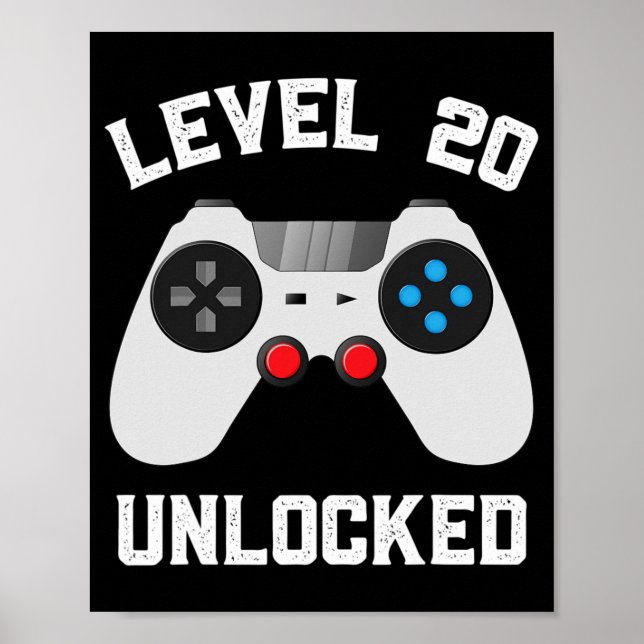 Affiche Niveau 20 Déverrouillé Funny 20e anniversaire de M (Devant)