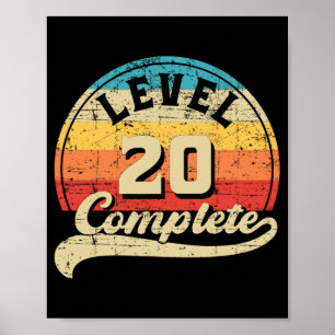 Affiche Niveau 20 Gamer Complet Tee 20e Mariage Anniversa