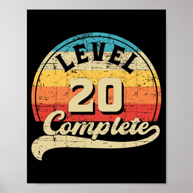 Affiche Niveau 20 Gamer Complet Tee 20e Mariage Anniversa (Devant)