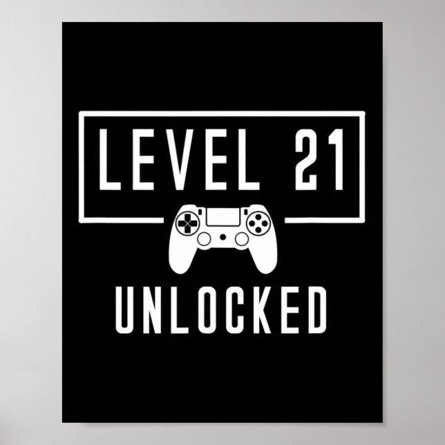 Affiche Niveau 21 21e années Déverrouillé Jeu vidéo Annive (Devant)