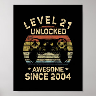 Affiche Niveau 21 Débloqué 21e Anniversaire Cadeaux 21 Ans