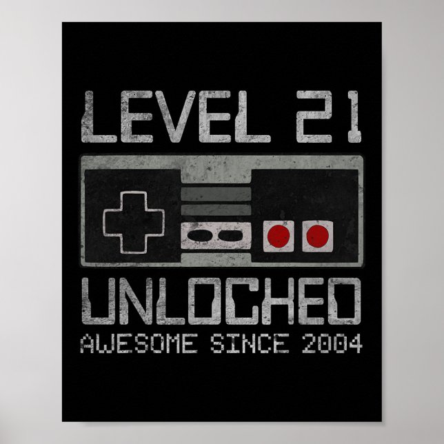 Affiche Niveau 21 Débloqué 21e Anniversaire Vidéo 21 Ans  (Devant)