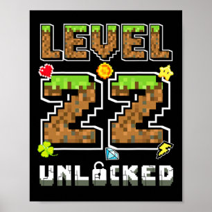 Affiche Niveau 22 débloqué Anniversaire 22 ans Anniversair