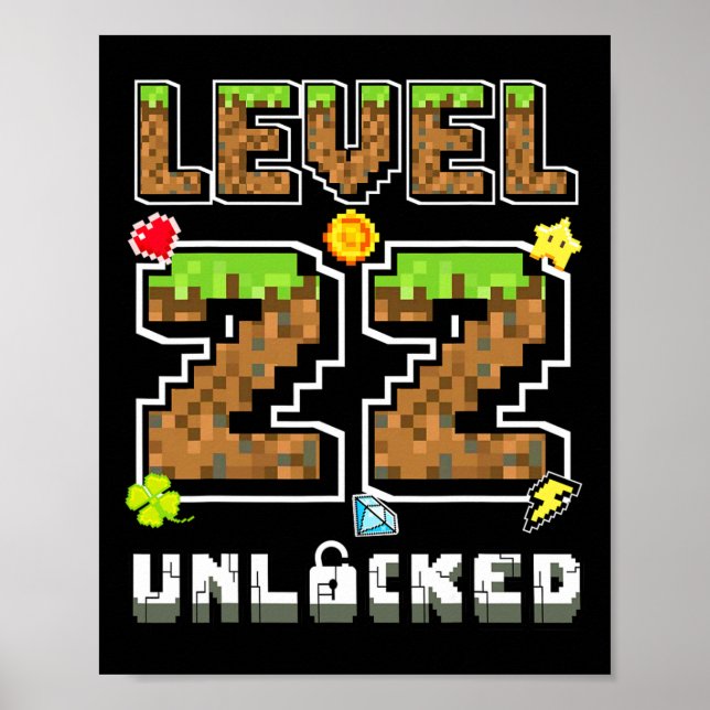 Affiche Niveau 22 débloqué Anniversaire 22 ans Anniversair (Devant)