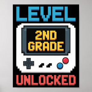 Affiche Niveau 2e année débloqué Ck pour l'école Gamer gar