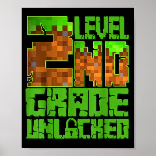 Affiche Niveau 2e année jeu débloqué pixel enfant garçon d