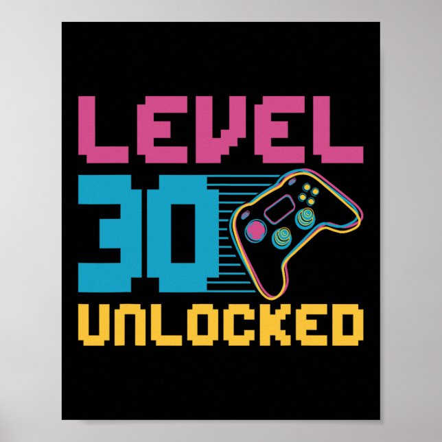 Affiche Niveau 30 Jeu déverrouillé Anniversaire (Devant)