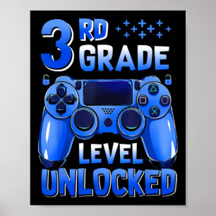 Affiche Niveau 3e année Débloqué Gamer Premier Jour D'écol