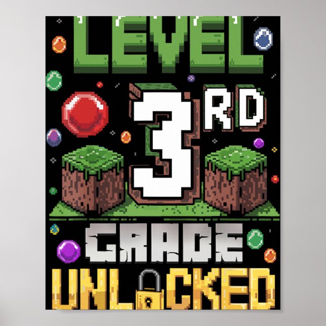 Affiche Niveau 3e année débloqué jeu vidéo premier jour de (Devant)