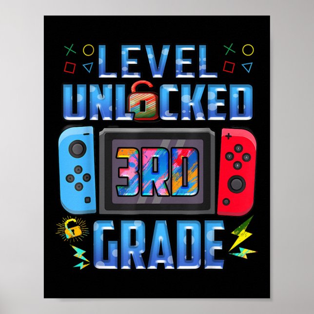 Affiche Niveau 3e année débloqué Retour à l'école Premier  (Devant)