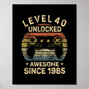 Affiche Niveau 40 débloqué 40e anniversaire Cadeaux pour q