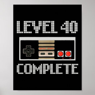 Affiche Niveau 40 Déverrouillé Jeu vidéo de chemise 40e an