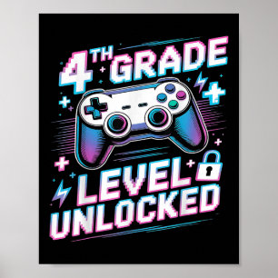 Affiche Niveau 4e débloqué Jeu vidéo Premier jour Garçon