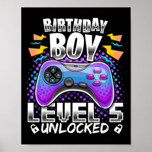 Affiche Niveau 5 Jeu vidéo déverrouillé 5e anniversaire Ga
