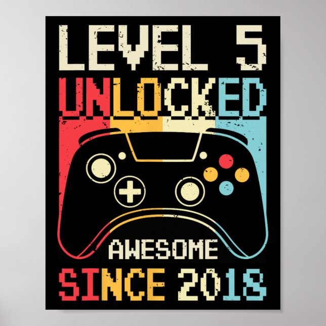 Affiche Niveau 5 Jeu vidéo déverrouillé 5e anniversaire Ga (Devant)
