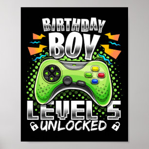 Affiche Niveau 5 Jeu vidéo déverrouillé 5e Jeu d'anniversa