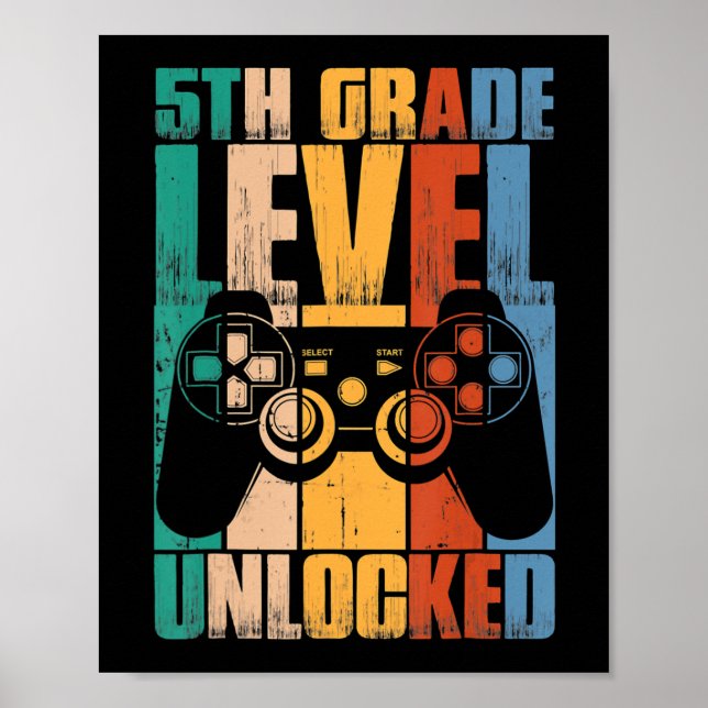 Affiche Niveau 5e Année Déverrouillé Retour À L'École Jeu  (Devant)