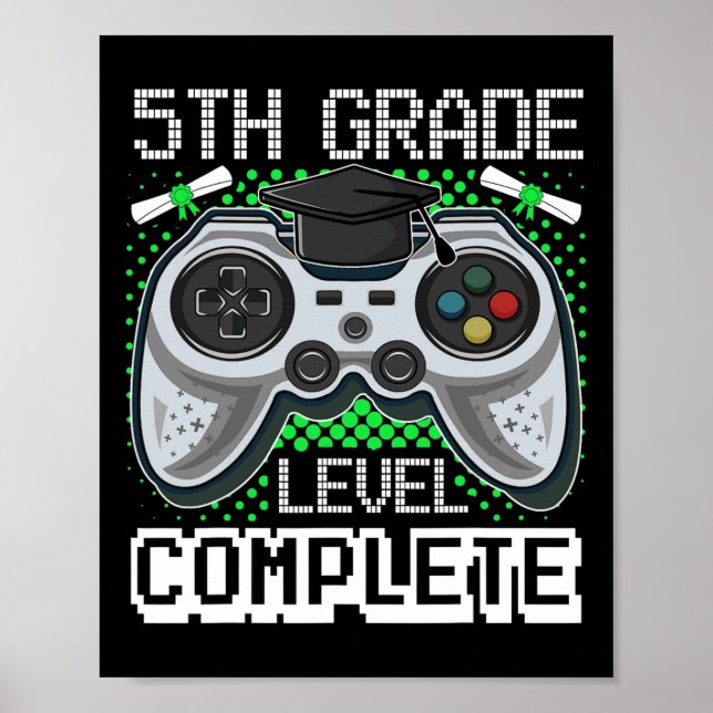 Affiche Niveau 5e année Gamer complet 5e année Graduation (Devant)