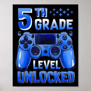 Affiche Niveau 5e Débloqué Gamer Premier Jour D'école