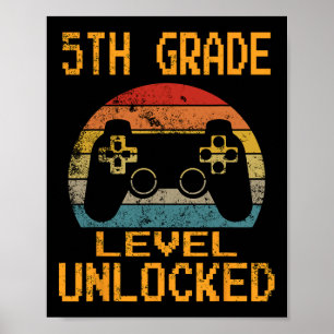 Affiche Niveau 5e débloqué Jeux vidéo Retour à l'école