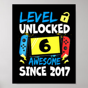 Affiche Niveau 6 de garçon d'anniversaire débloqué Incroya
