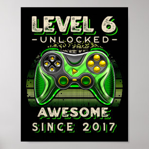 Affiche Niveau 6 Jeu vidéo déverrouillé Six 6e anniversair
