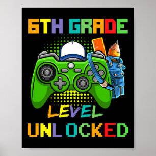 Affiche Niveau 6e Débloqué Jeu Vidéo Rentrée Scolaire