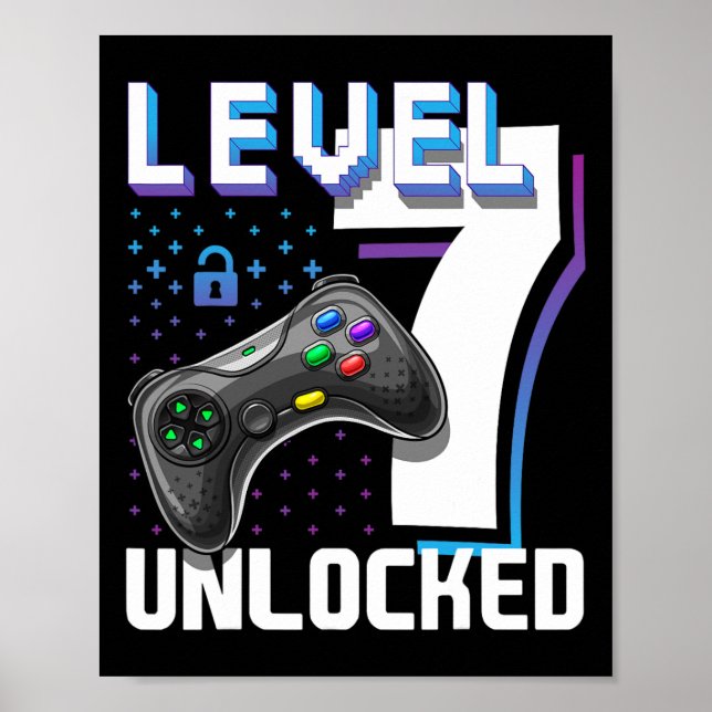 Affiche Niveau 7 Débloqué Jeu Vidéo 7ème Anniversaire Game (Devant)