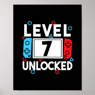 Affiche Niveau 7 Débloqué Joueur 7e Anniversaire Vidéo Gam
