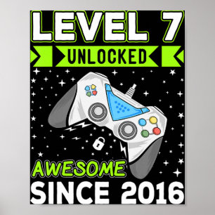 Affiche Niveau 7 Déverrouillé Awesome 2016 jeu vidéo 7e na