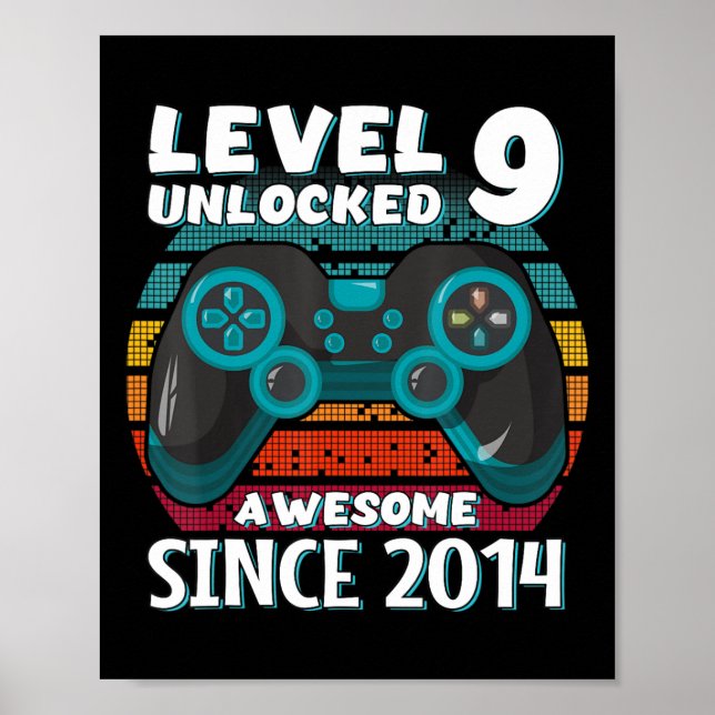 Affiche Niveau 9 Déverrouillé Awesome 2014 jeu vidéo 9e na (Devant)
