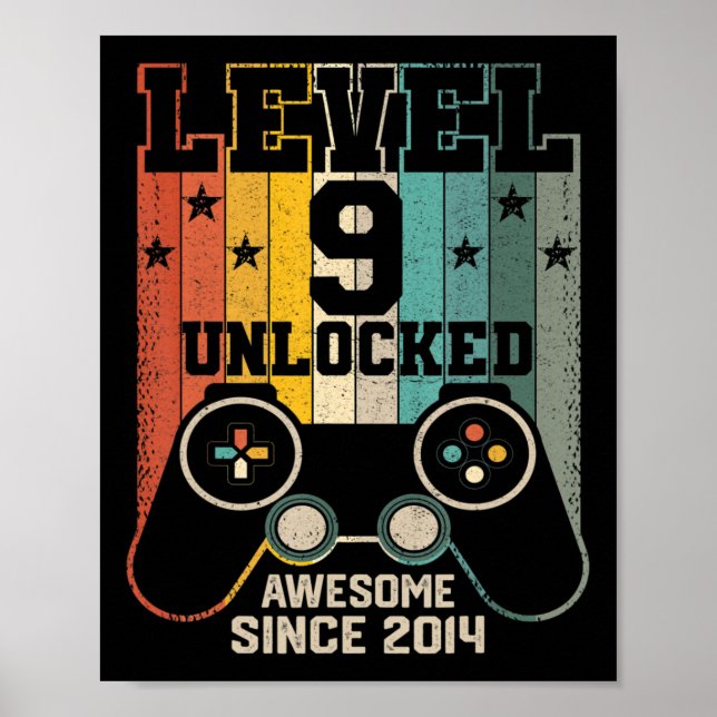 Affiche Niveau 9 Déverrouillé Awesome 2014 Jeu vidéo garço (Devant)