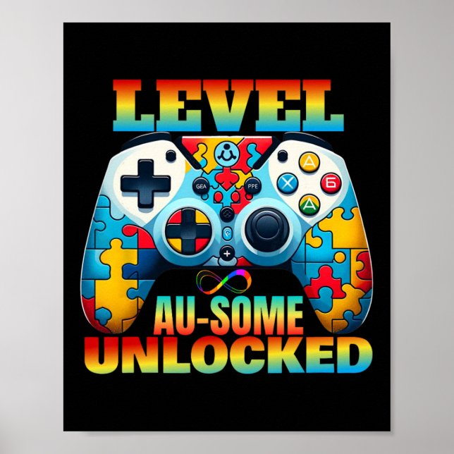 Affiche Niveau Au-some Déverrouillé Contrôleur de jeu vidé (Devant)