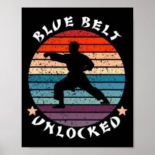 Affiche Niveau Ceinture bleue Déverrouillé Réussite Karate