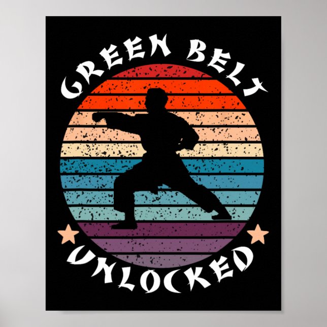 Affiche Niveau Ceinture verte Déverrouillé Réussite Karate (Devant)