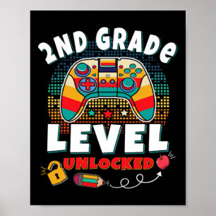 Affiche Niveau de classe débloqué Jeu vidéo Retour à l'éco