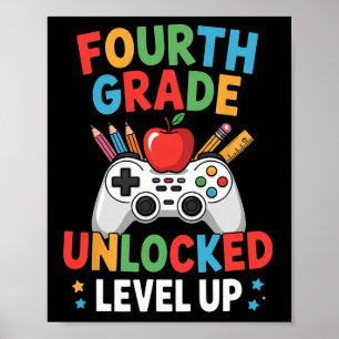 Affiche Niveau Deuxième Année Débloqué Drôle Gamer Garçons