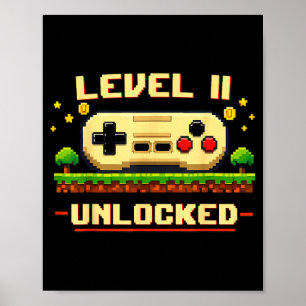 Affiche Niveau drôle 11 débloqué jeu vidéo 11e anniversair